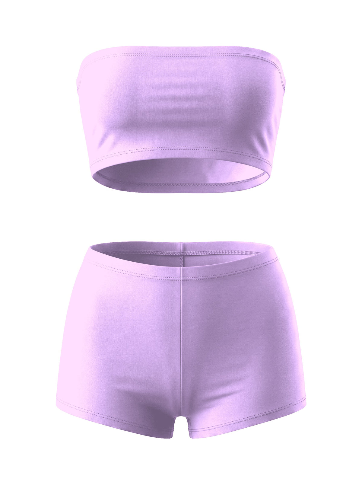 Straplez Büstiyer Ve Booty Şort Takım Black - Lilac - ön