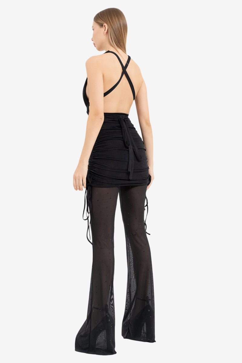 Dress with Detachable Embellished Pants