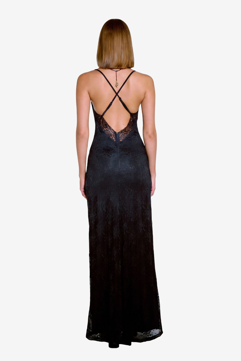 V-Neck Maxi Lace Dress with Lining