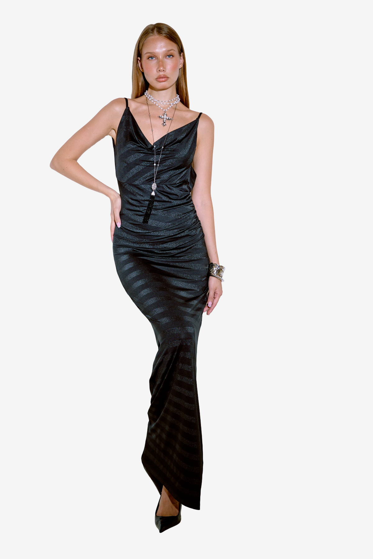 Backless Cowl-Neck Cami Dress