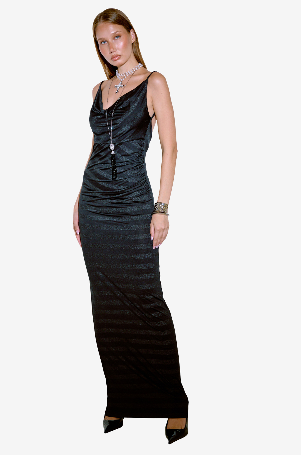Backless Cowl-Neck Cami Dress