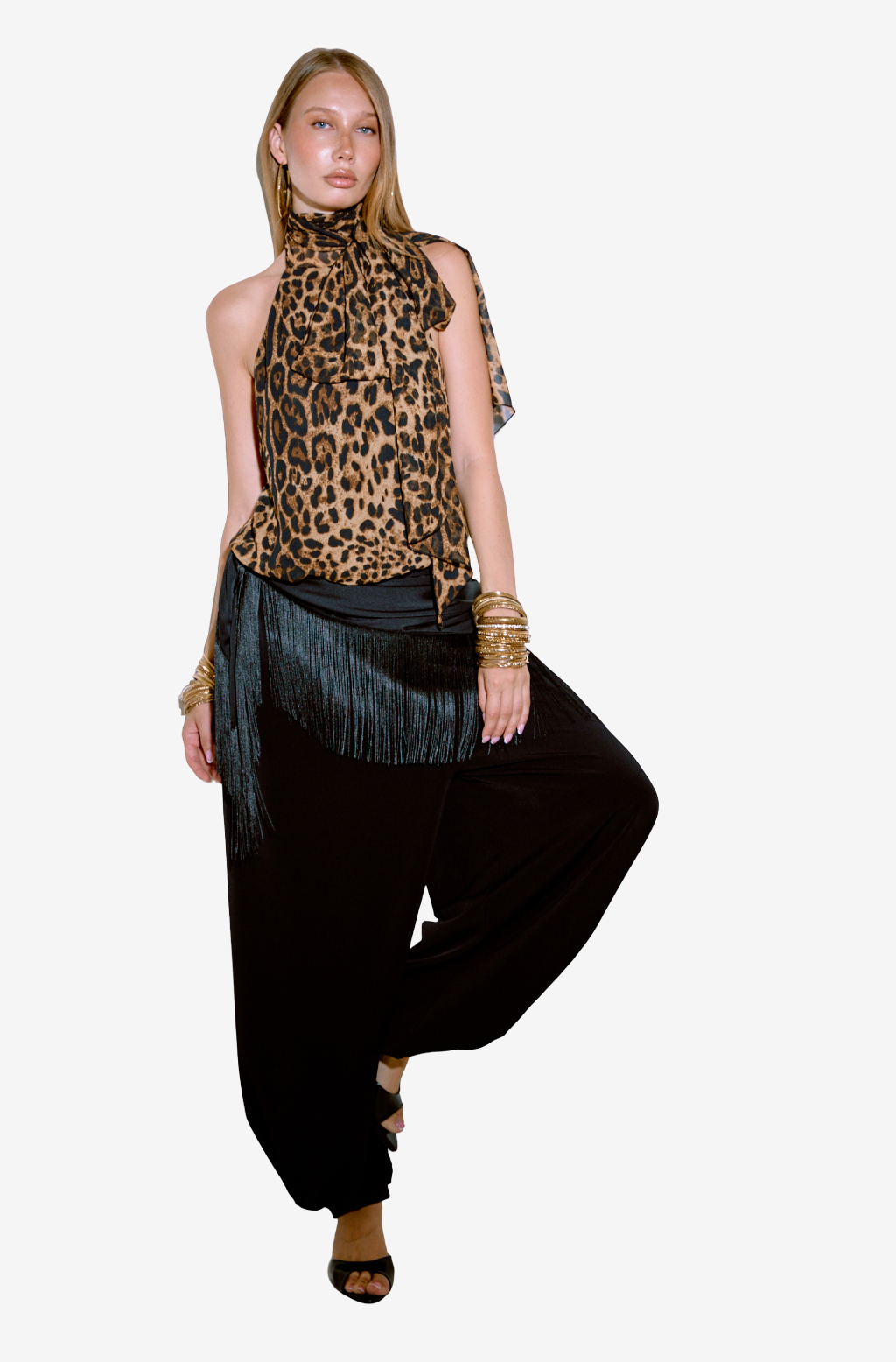 Elasticated-Waist Harem Pants with Pockets