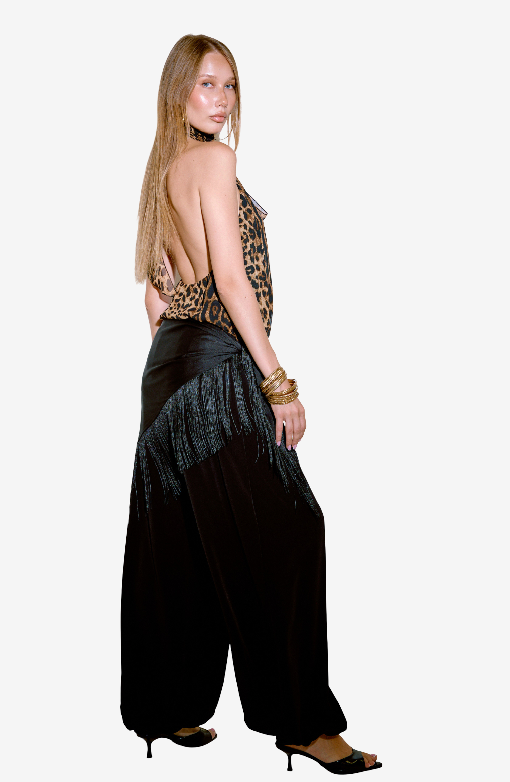 Elasticated-Waist Harem Pants with Pockets
