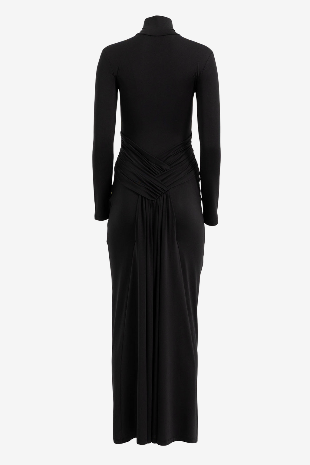 Mock Neck Split-Front Maxi Dress with Hidden Zip