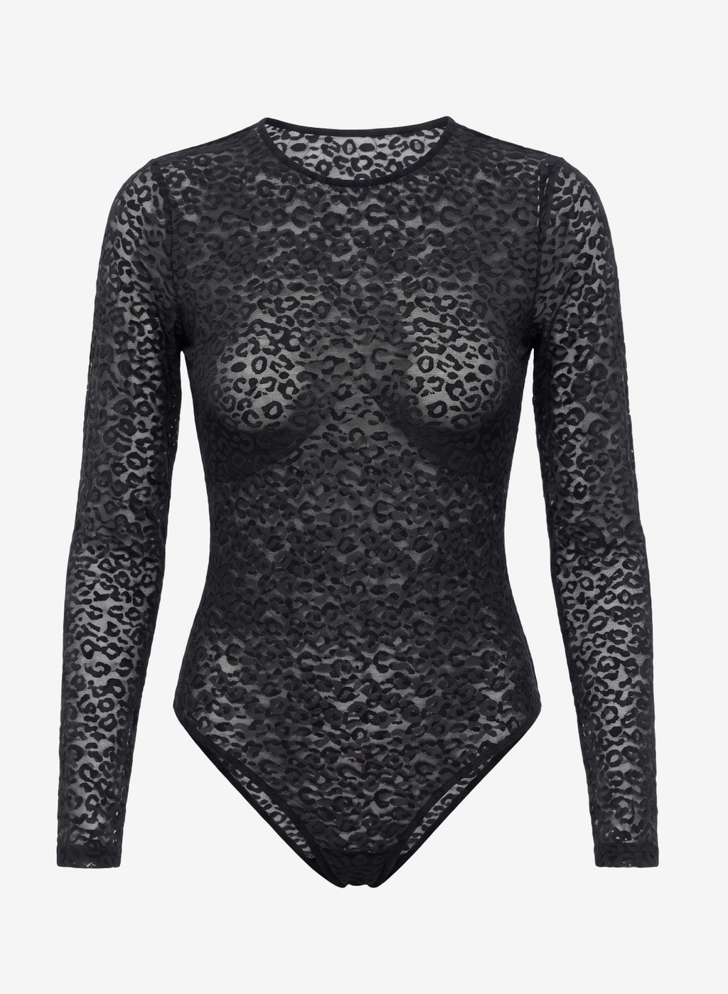 Sheer Long-Sleeve Bodysuit with Partial Lining