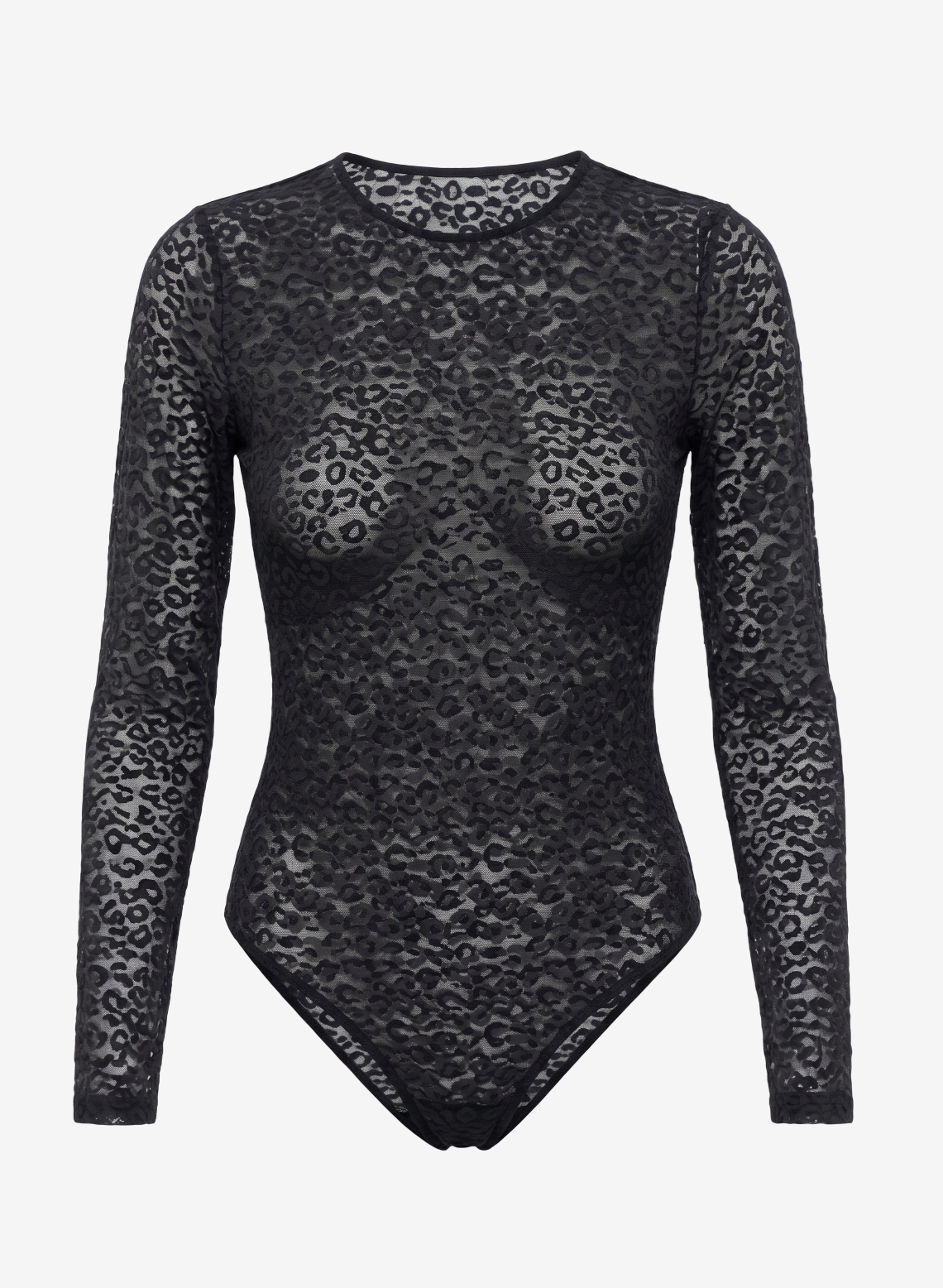 Sheer Long-Sleeve Bodysuit with Partial Lining