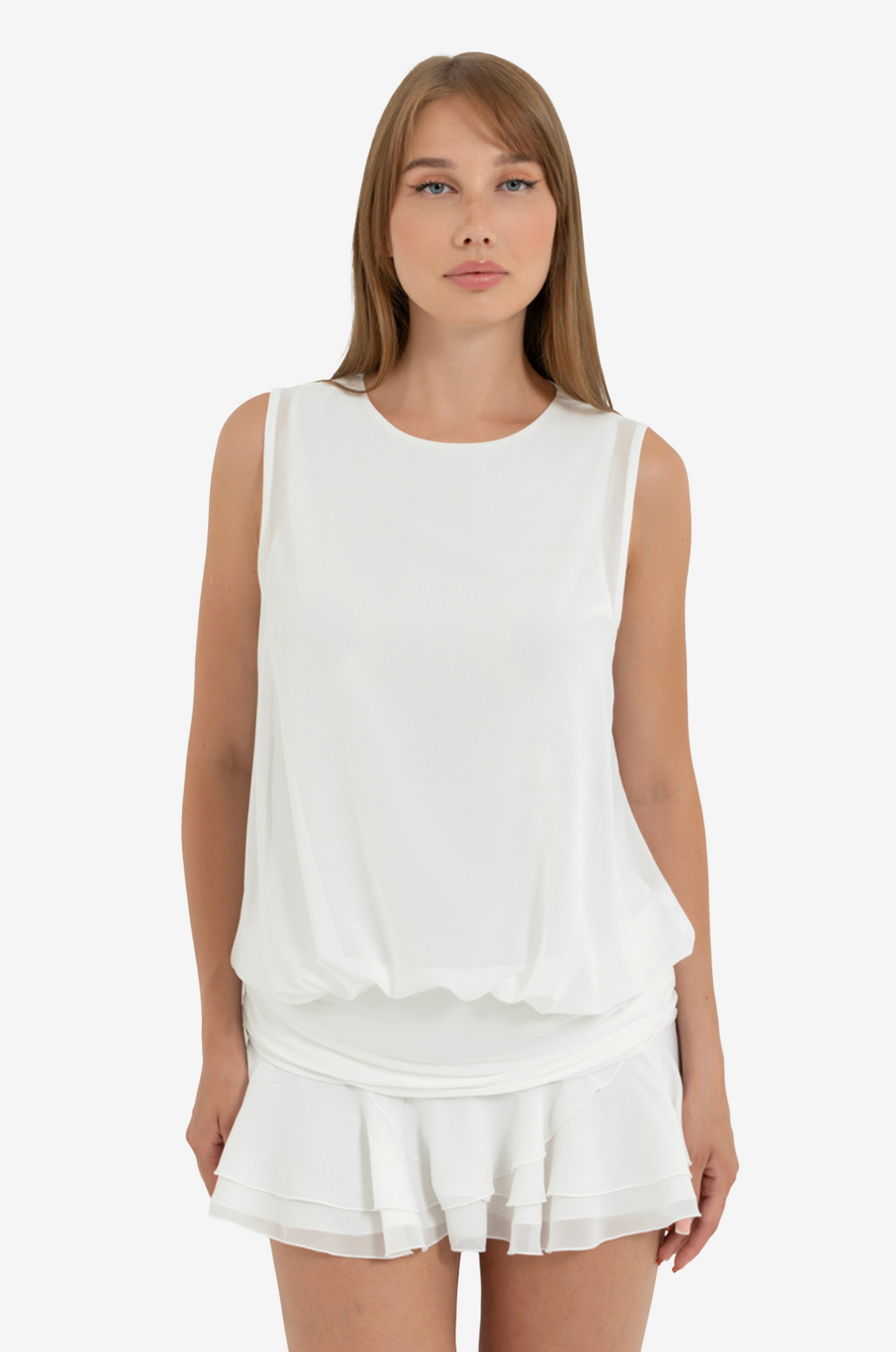 Lined Sleeveless Chiffon Mini Dress