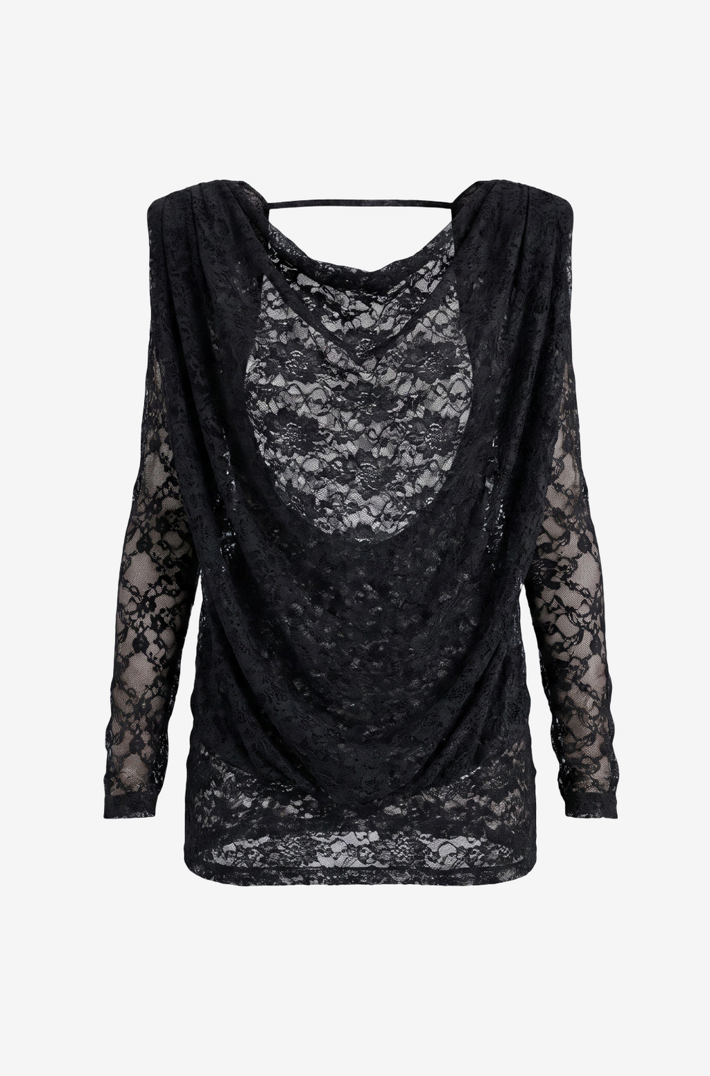 Backless Long-Sleeve Tunic with Padded Shoulders