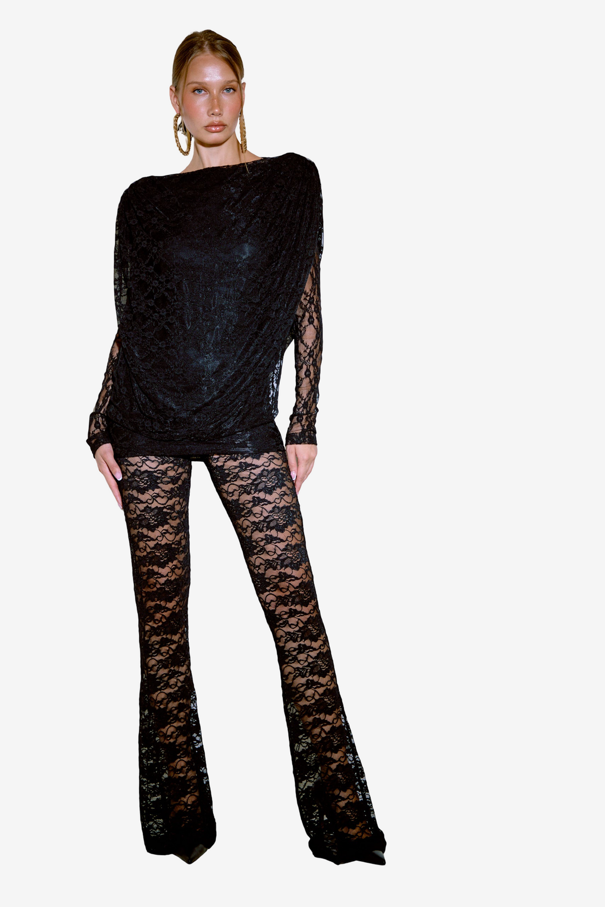 Backless Long-Sleeve Tunic with Padded Shoulders