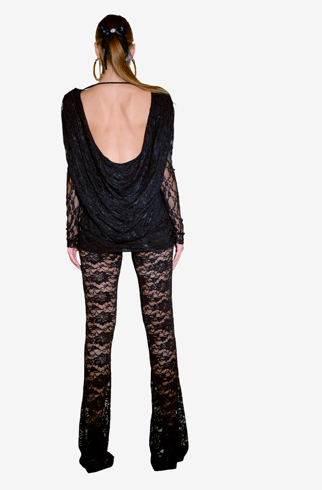 Backless Long-Sleeve Tunic with Padded Shoulders
