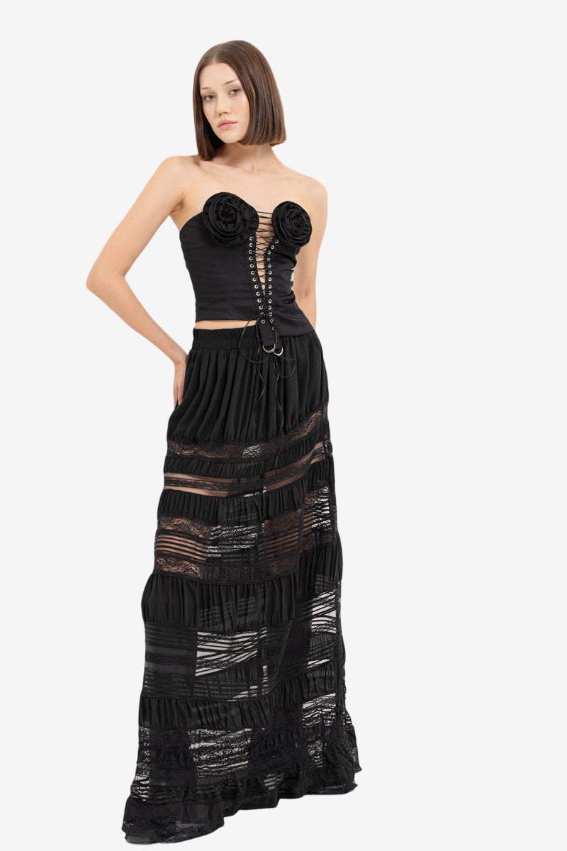 Pieced Maxi Skirt