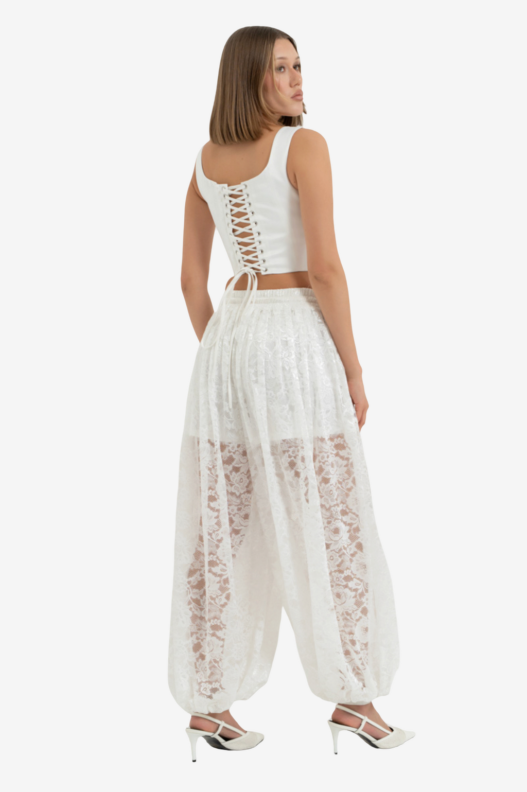 Eyelet-Back Wide-Strap Bustier
