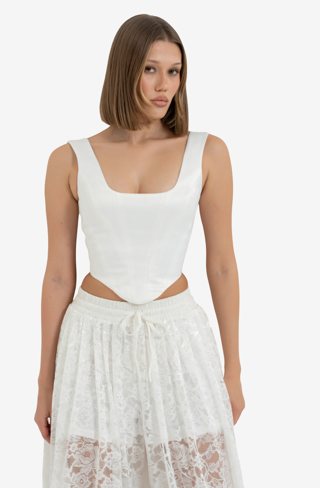 Eyelet-Back Wide-Strap Bustier