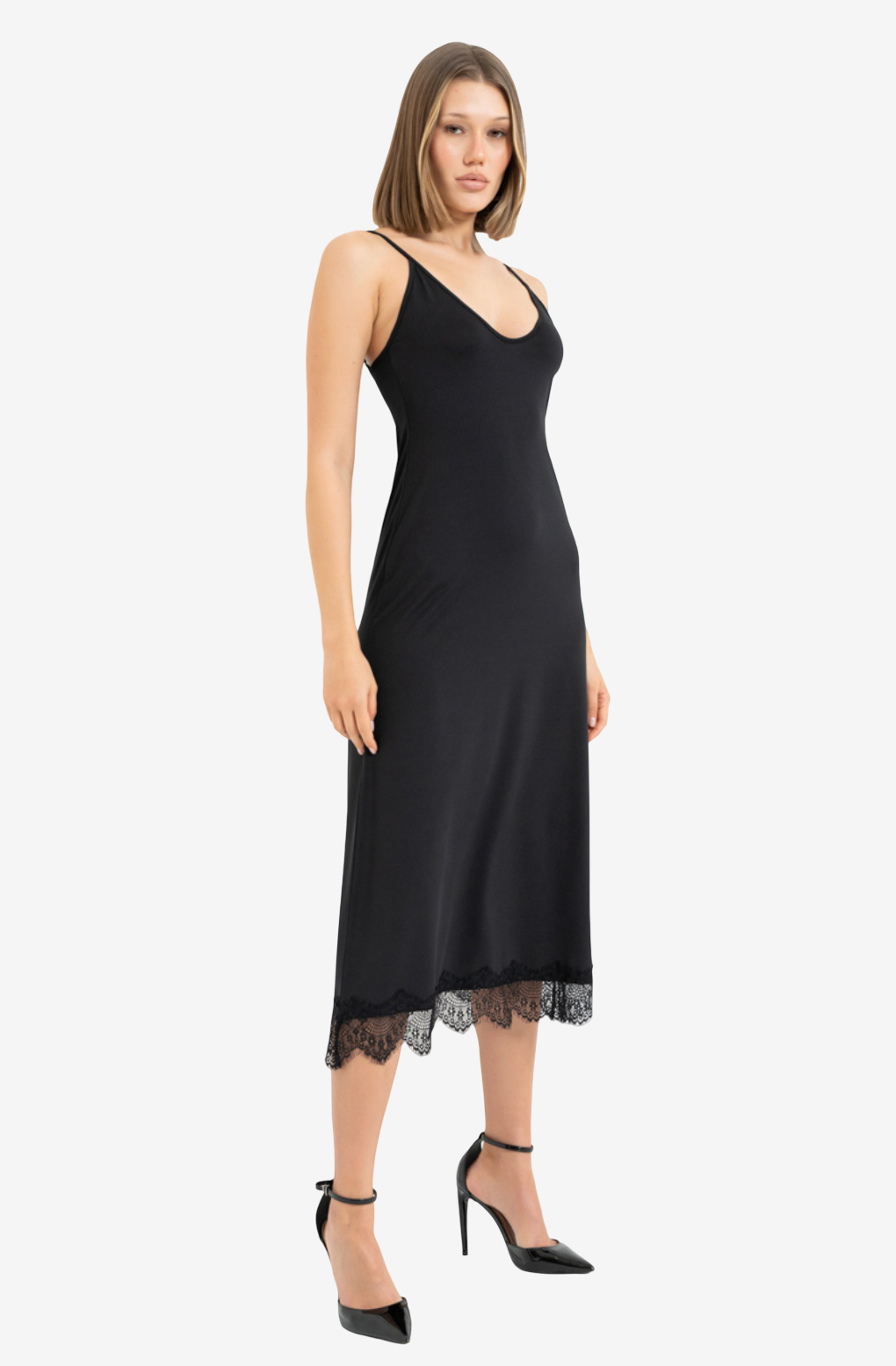 Lace-Hem V-Neck Cami Dress