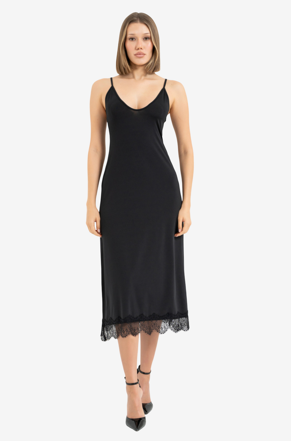 Lace-Hem V-Neck Cami Dress