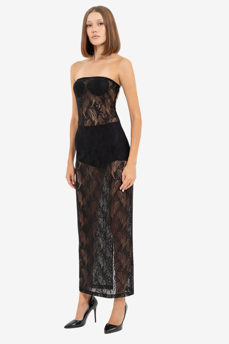 Sheer Backless Lace Dress
