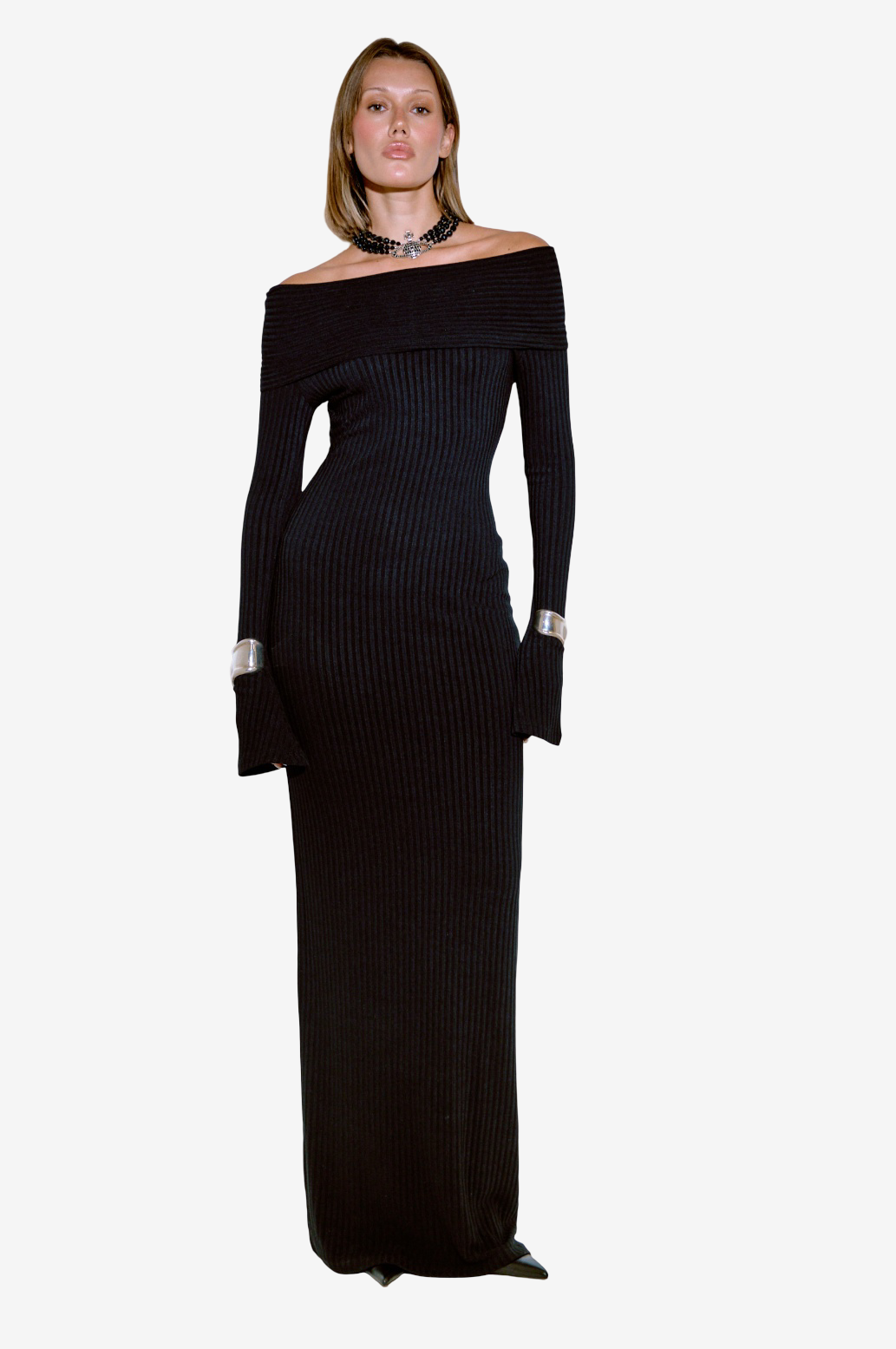 Off-the-Shoulder Long-Sleeve Dress