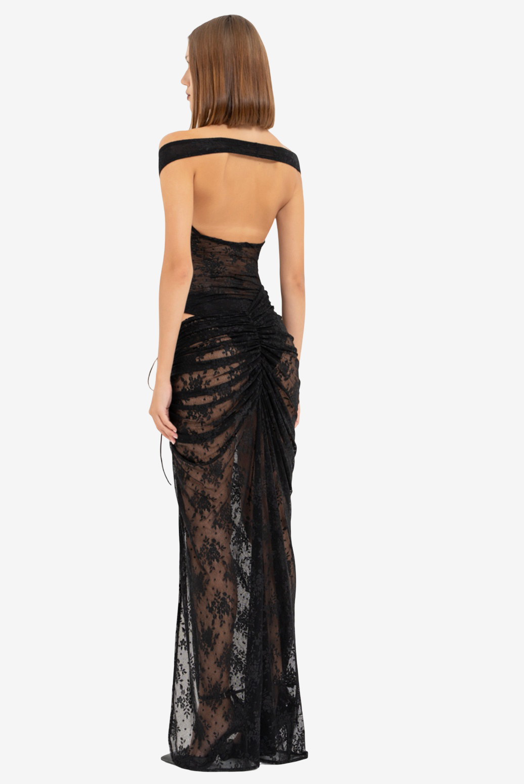 Off-the-Shoulder Lace Bodysuit & Split Maxi Skirt Set