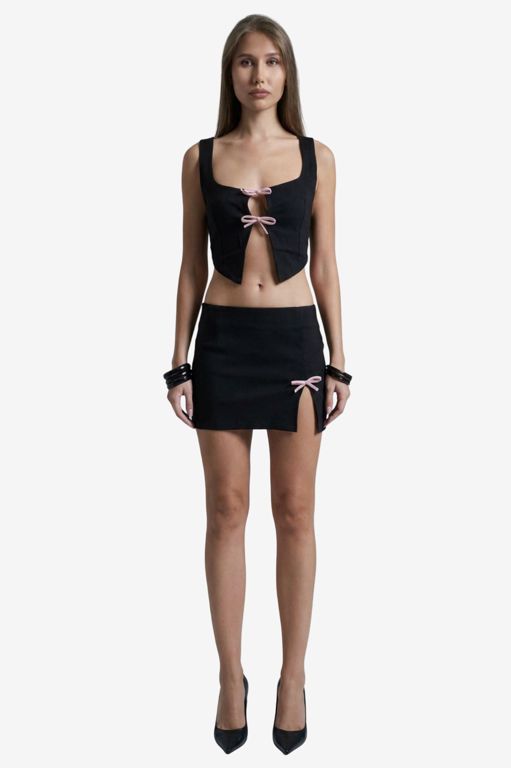 Bow-Strap Bustier & Mini Skirt Set