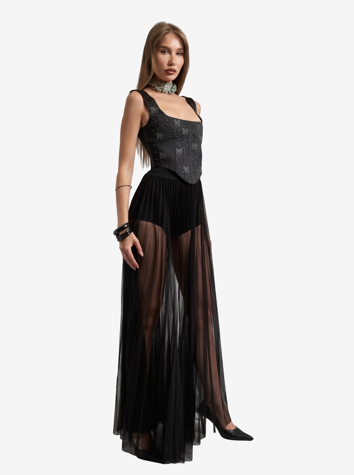 Embellished Wired Satin Bustier