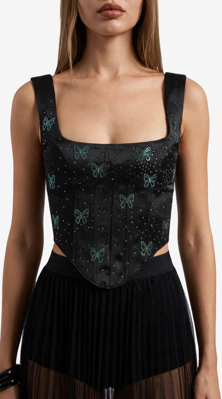 Embellished Wired Satin Bustier