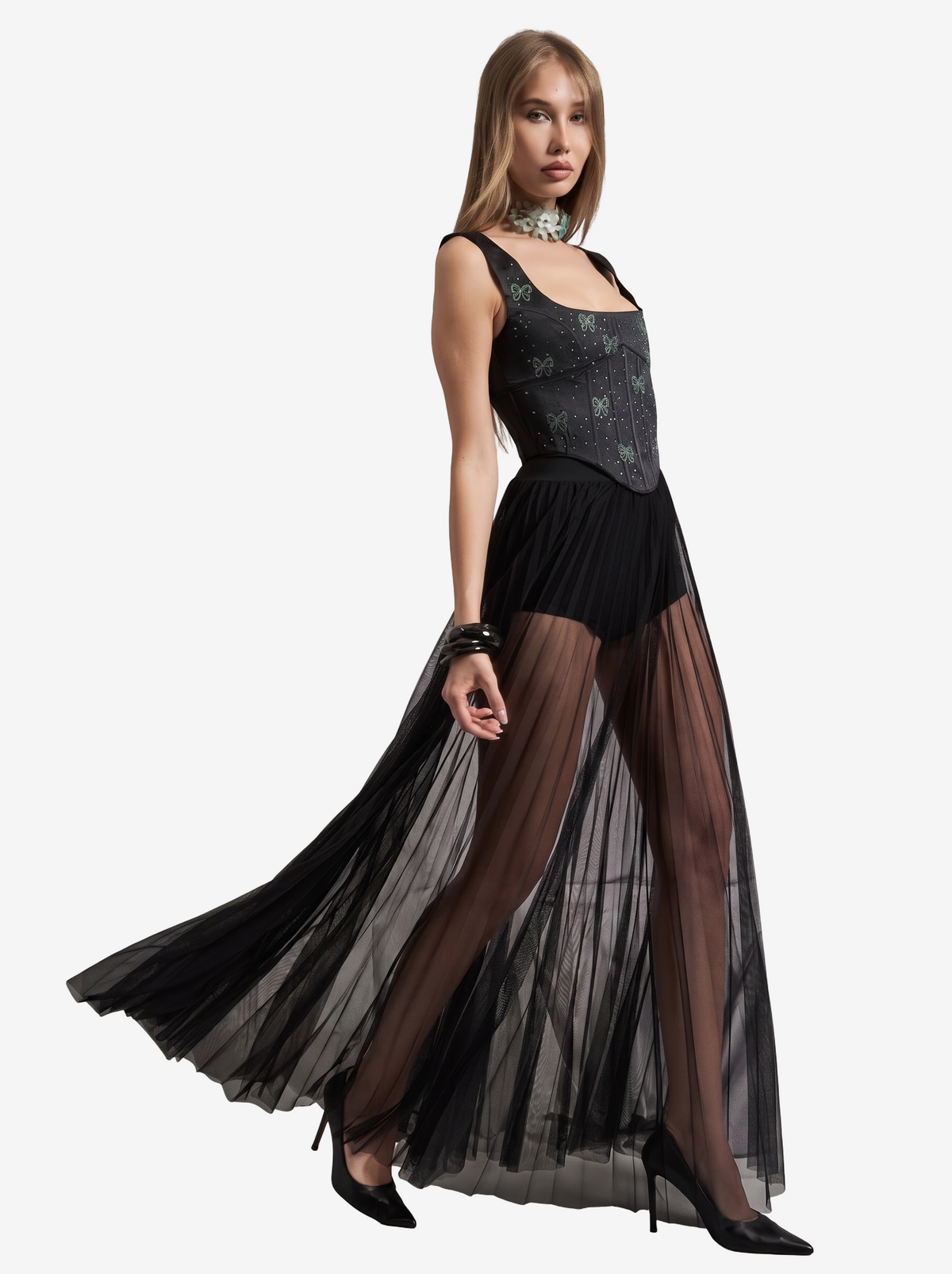Embellished Wired Satin Bustier
