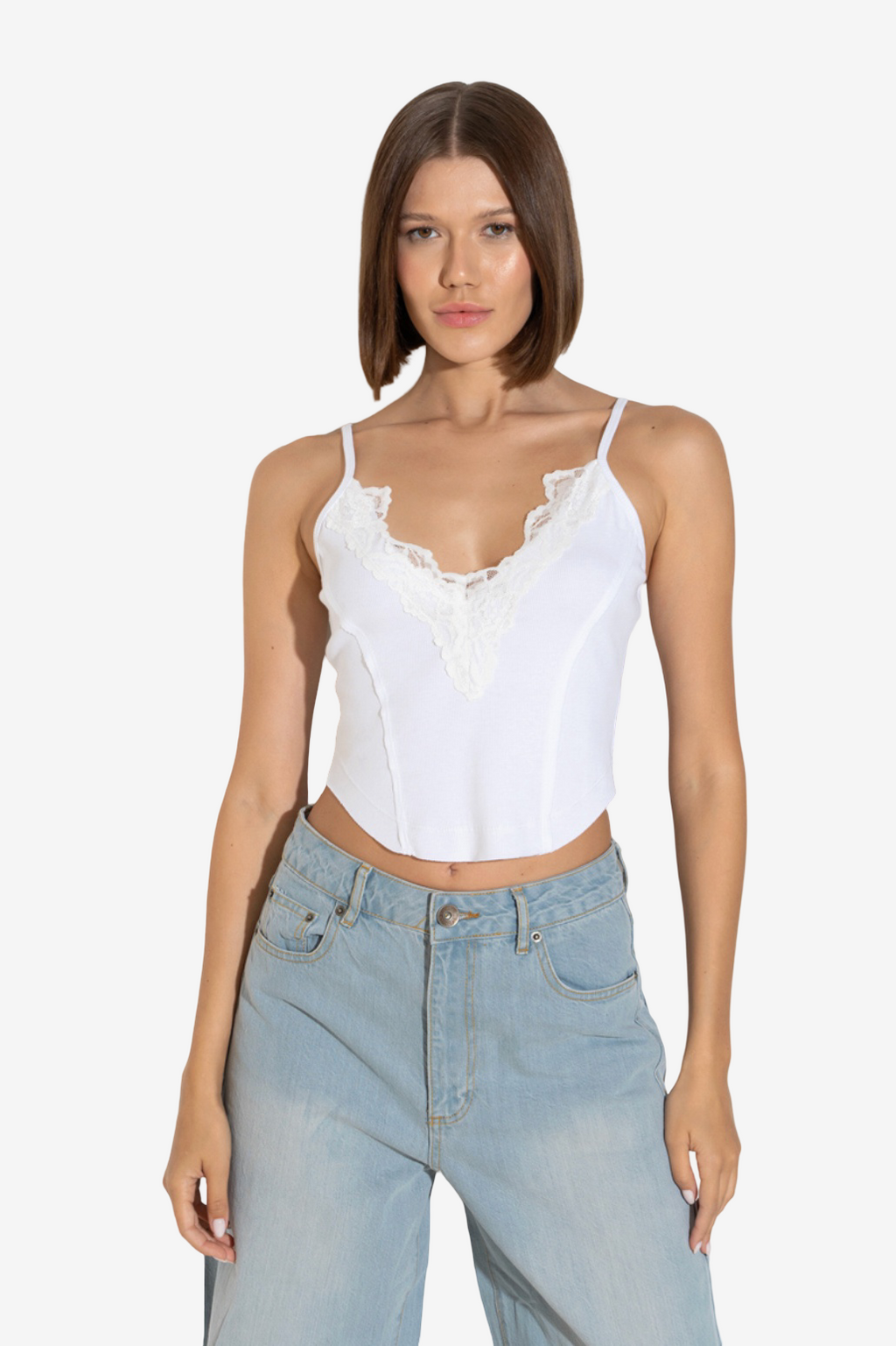 Lace-Insert Crop Cami