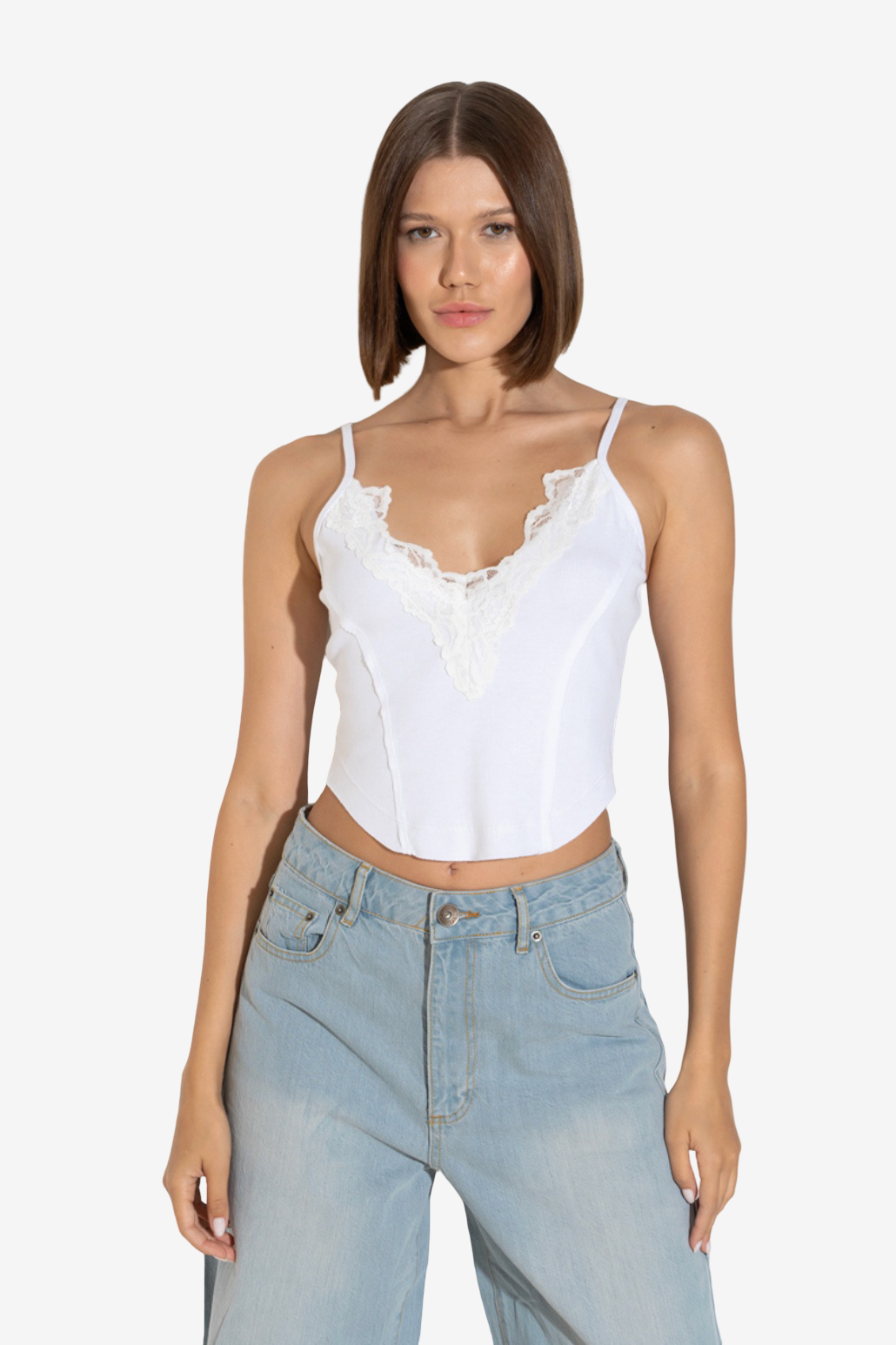 Lace-Insert Crop Cami