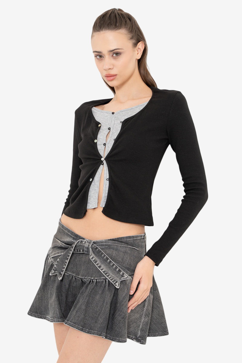 Double-Layer Buttoned Cardigan