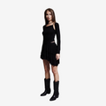 Strappy Long-Sleeve Top & Tiered Mini Skirt Set