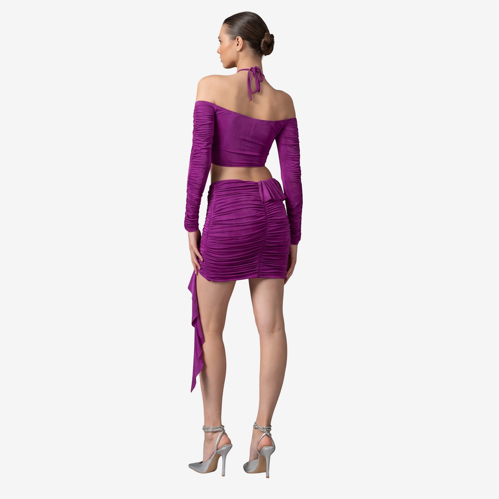 Ruched Crop Top & Mini Skirt Set
