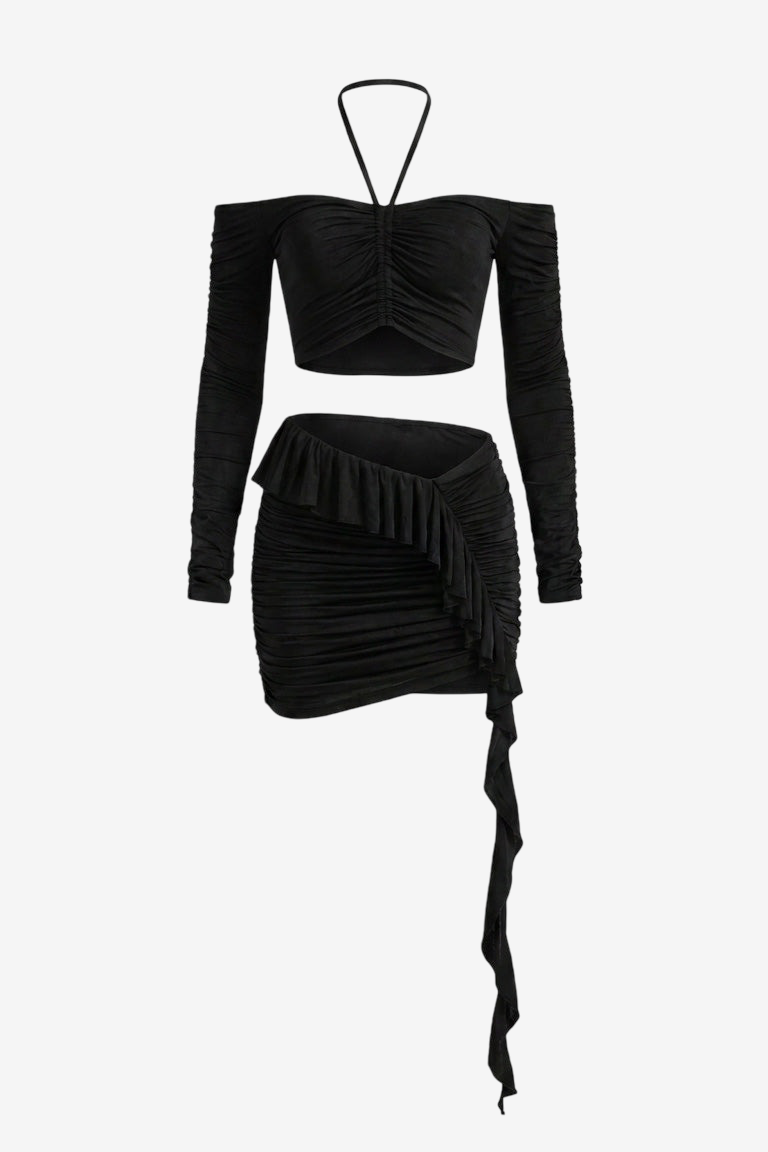 Ruched Crop Top & Mini Skirt Set