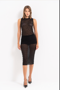 Pearl-Embellished Net Midi Skirt