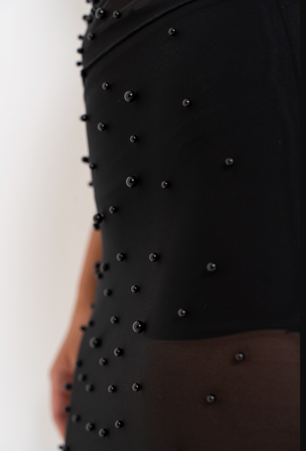 Pearl-Embellished Net Midi Skirt