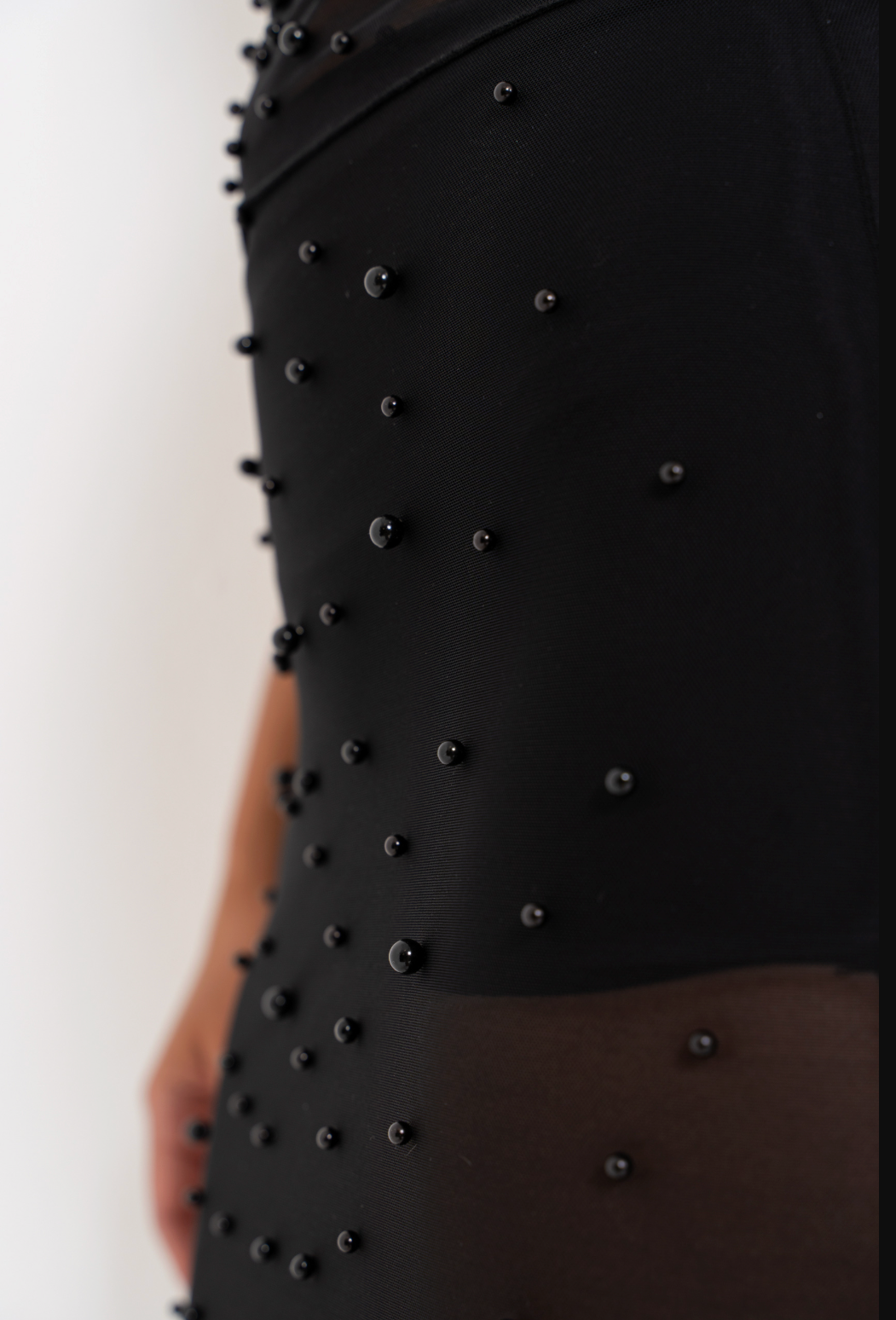 Pearl-Embellished Net Midi Skirt