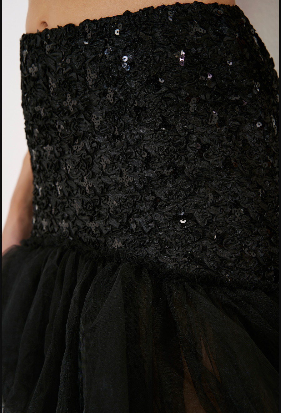 Sequin Bandeau & High-Low Tiered-Ruffle Skirt Set