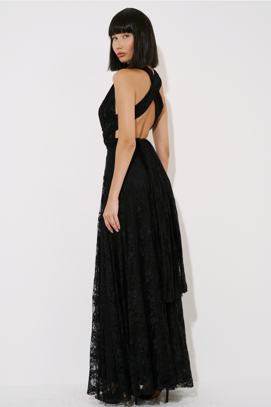 Multi-Tie Lace Maxi Dress