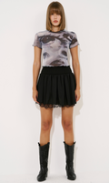 Printed Sheer Mesh Crop Top