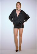 Bat-Sleeve V-Neck Mini Dress