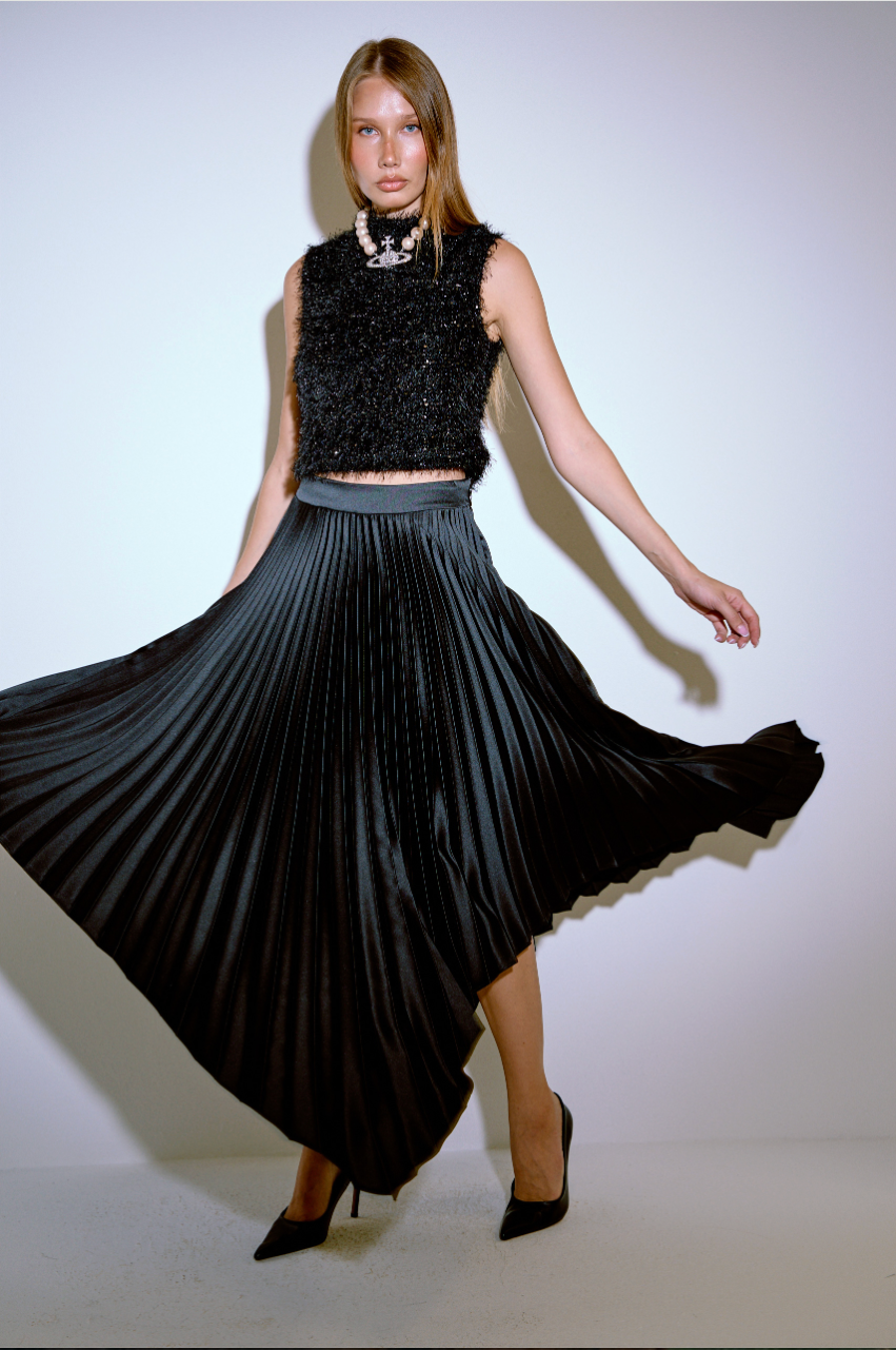Pleated Asymmetric Skirt
