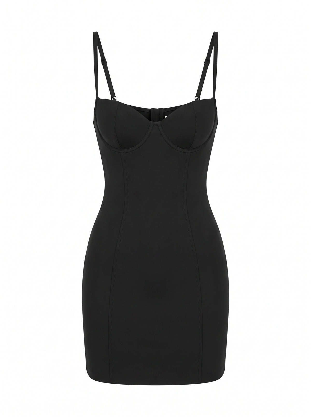 Göğüs Süngerli Vücudu Saran Mini Elbise - Black - ön