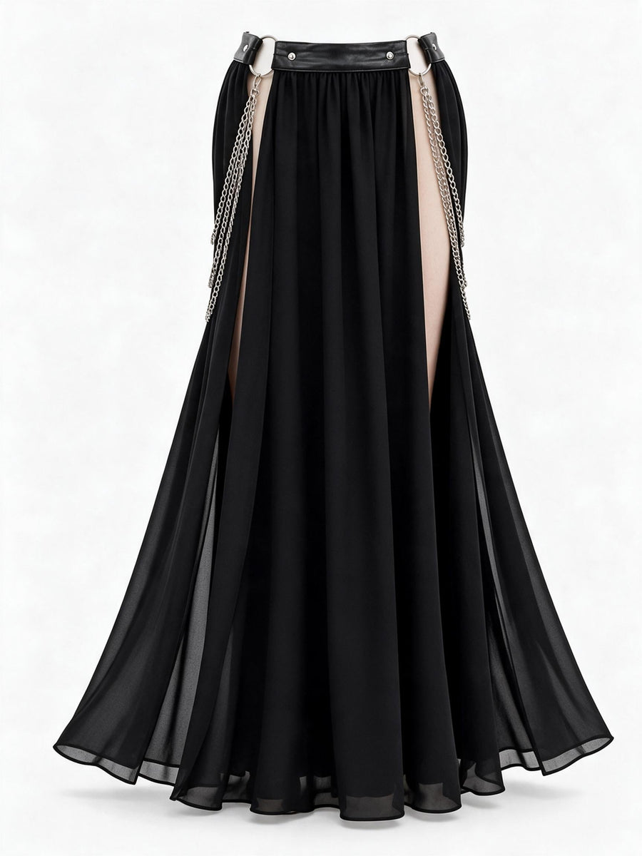 Black Chain Detail Maxi Skirt · K26-R-002