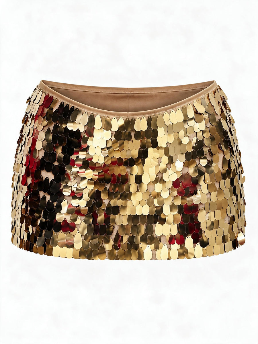Gold Sequin Mini Skirt · K26-R-003