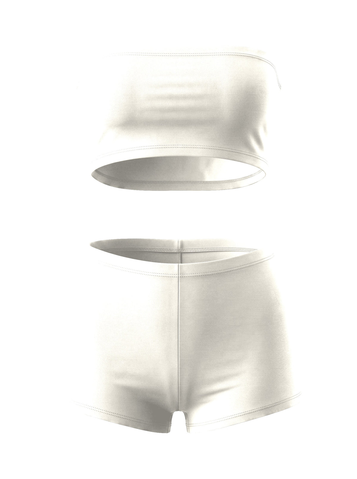 Straplez Büstiyer Ve Booty Şort Takım Black - Offwhite - ön