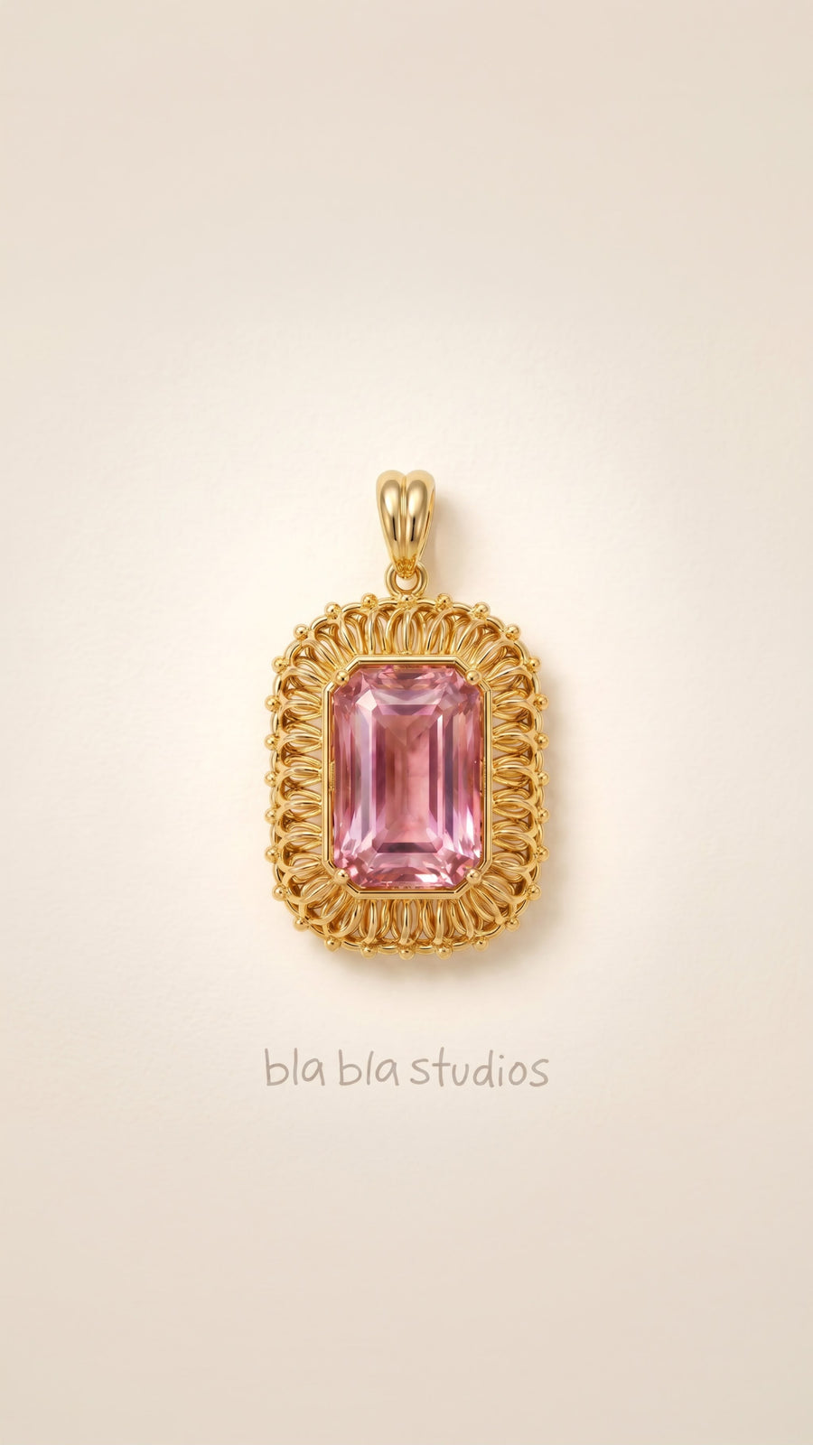 Pink Stone Filigree Pendant · BLA-BLA 014
