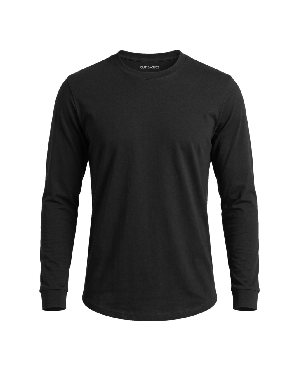 Long-Sleeve Regular siyah tişört — ön