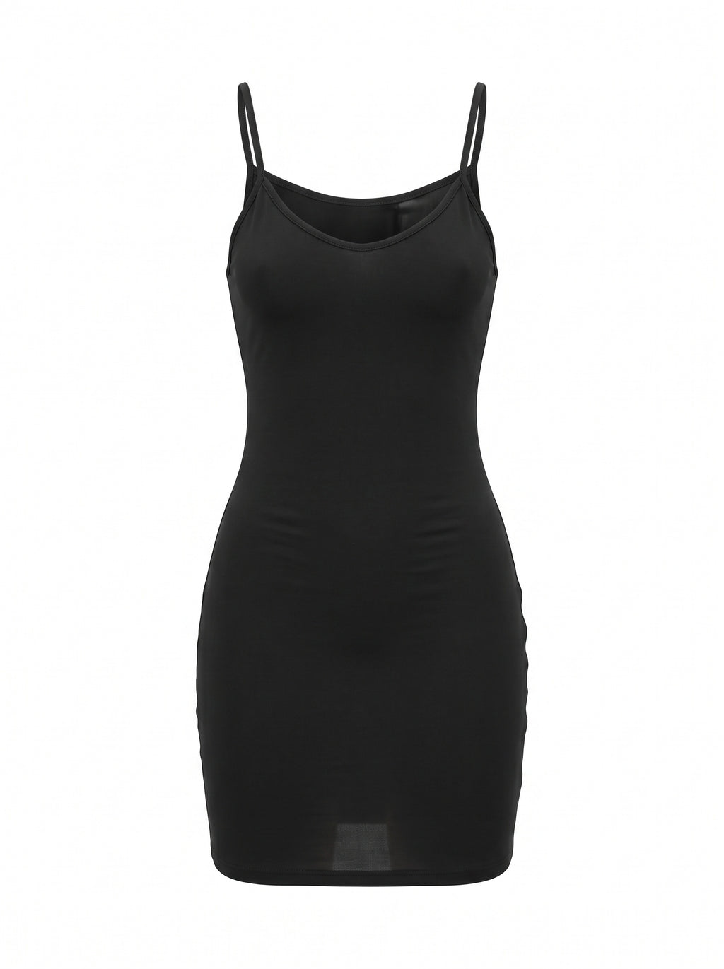Askılı Dar Kesim Mini Elbise - Black - ön