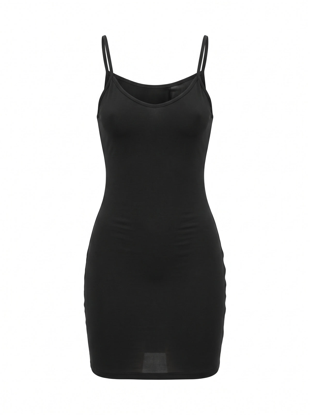 Askılı Dar Kesim Mini Elbise - Black - ön
