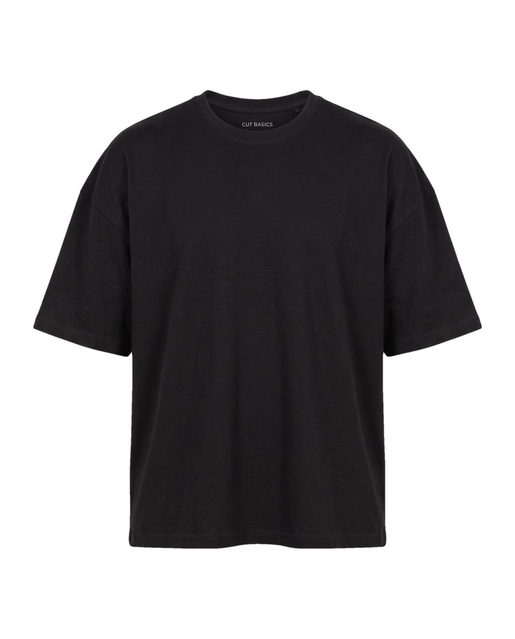 Oversize Cotton-Poly siyah tişört — ön