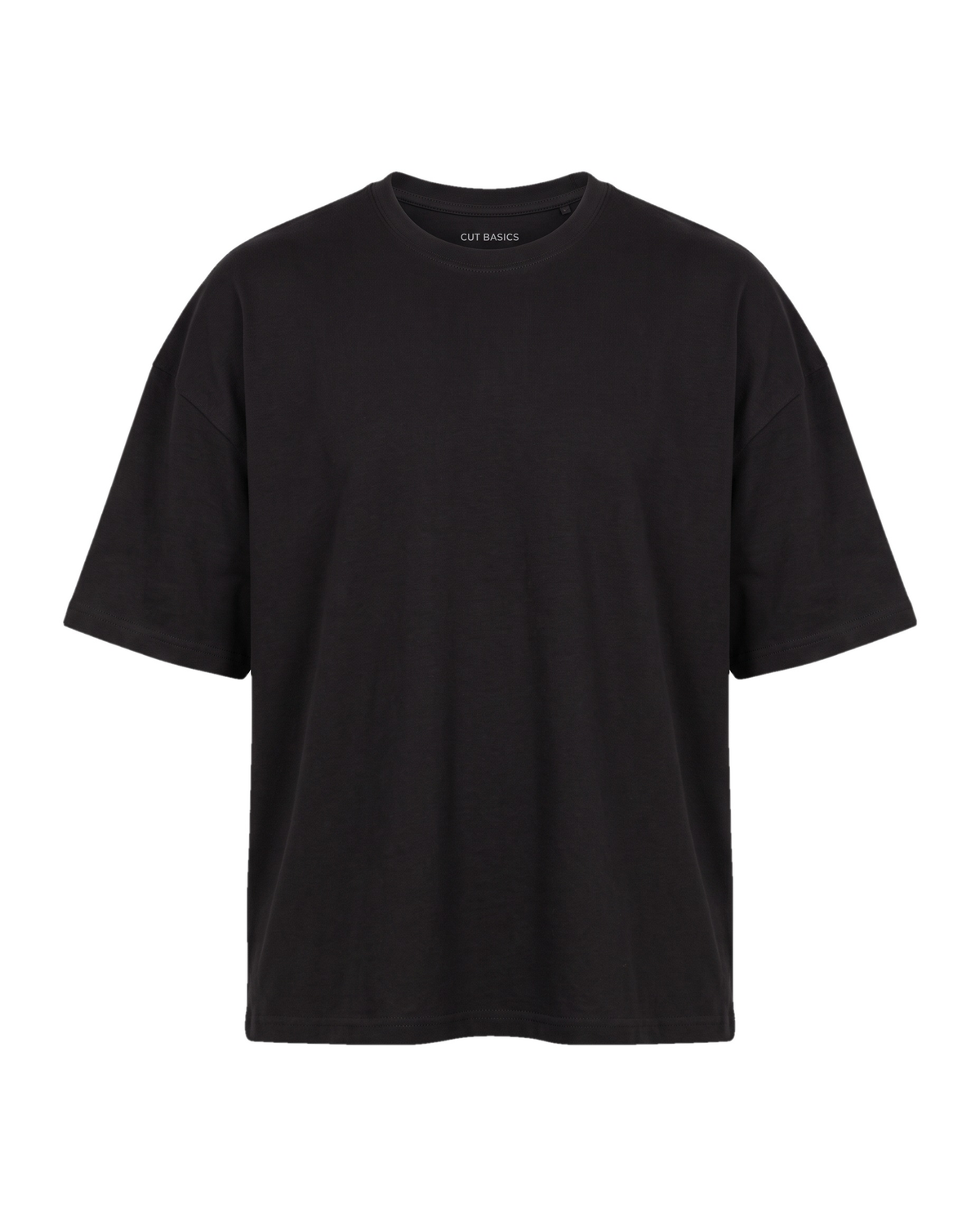 Oversize Cotton-Poly siyah tişört — ön